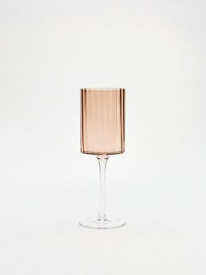 Бокал из стекла с рельефным узором, пудровый, арт. art001