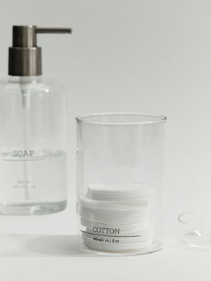 Банка для хранения в ванной, прозрачный, белый, арт. bhv001