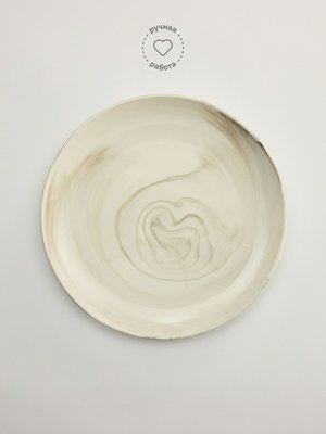 Обеденная тарелка из керамики, молочный, бежевый, арт. tav001