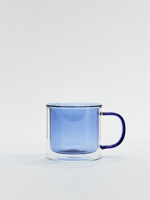 Стеклянная кружка с двойными стенками, синий, арт. art001