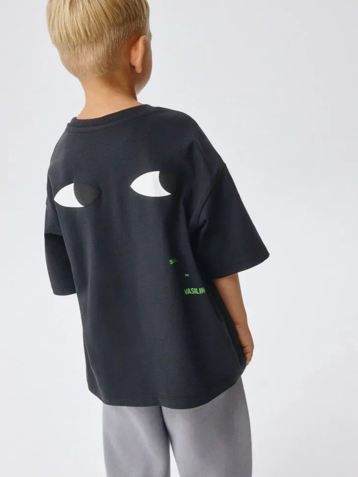 Футболка оверсайз для мальчиков SELA x VASILINCIAGA, серый, арт. 1688