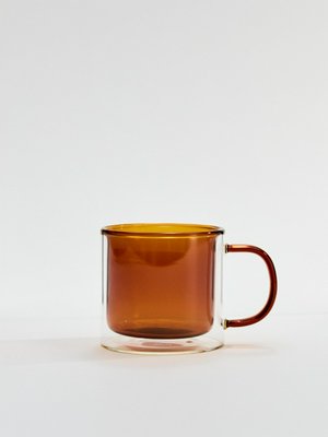 Стеклянная кружка с двойными стенками, янтарный, арт. а12345