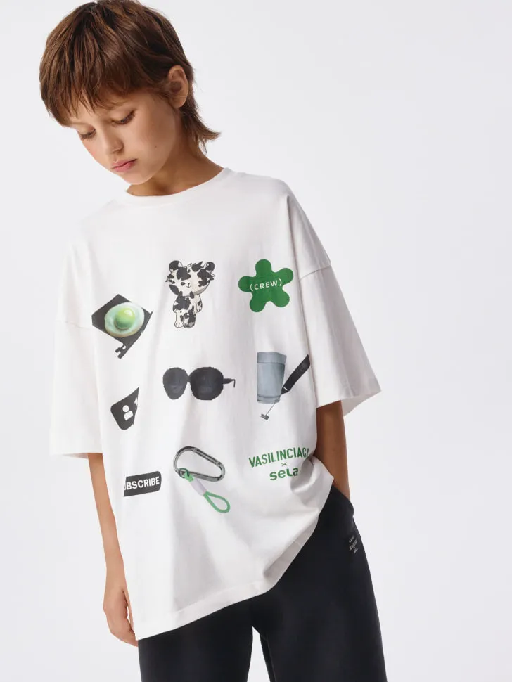 Футболка оверсайз детская, белый, арт. 1689