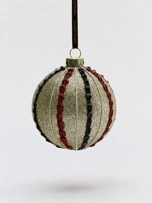 Елочное украшение из стекла, золотистый, красный, черный, арт. euc001