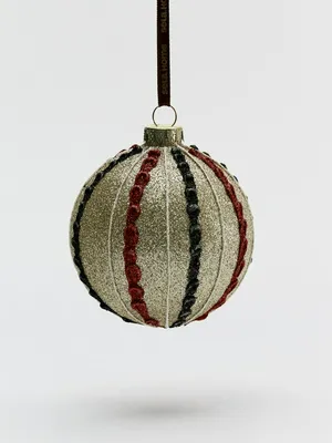 Елочное украшение из стекла, золотистый, красный, черный, арт. euc001