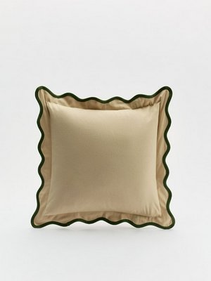 Чехол для декоративной подушки, бежевый, зеленый, арт. 16908