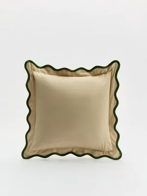 Чехол для декоративной подушки, бежевый, зеленый, арт. 16908