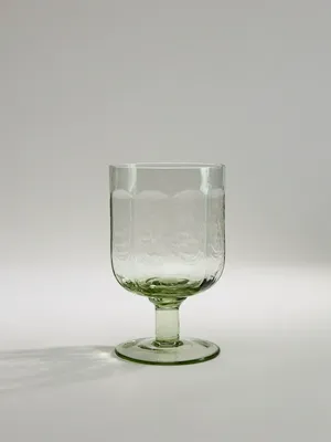 Бокал из стекла с рельефным узором, зеленоватый, арт. 16913