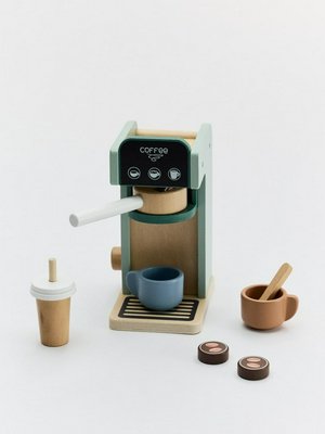 Деревянный игрушечный набор Кофемашина, мятный, деревянный, арт. kfm001