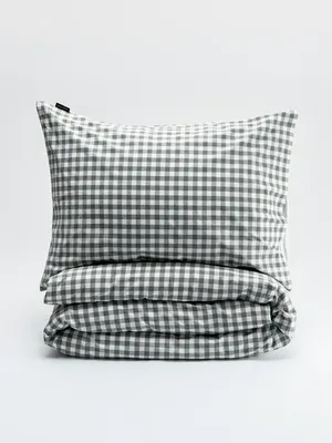 Комплект постельного белья без простыни 1,5 спальный, серый, белый, арт. 16930