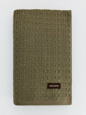 Вафельное покрывало из хлопка, оливковый, арт. n/a