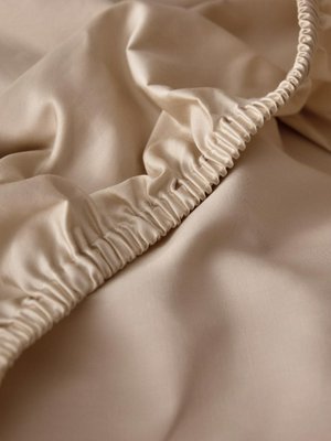 Простыня на резинке из сатина 180х200 см, бежевый, арт. satin180x200
