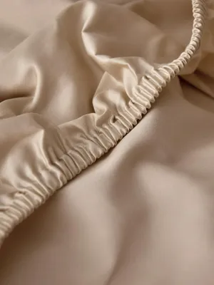 Простыня на резинке из сатина 180х200 см, бежевый, арт. satin180x200