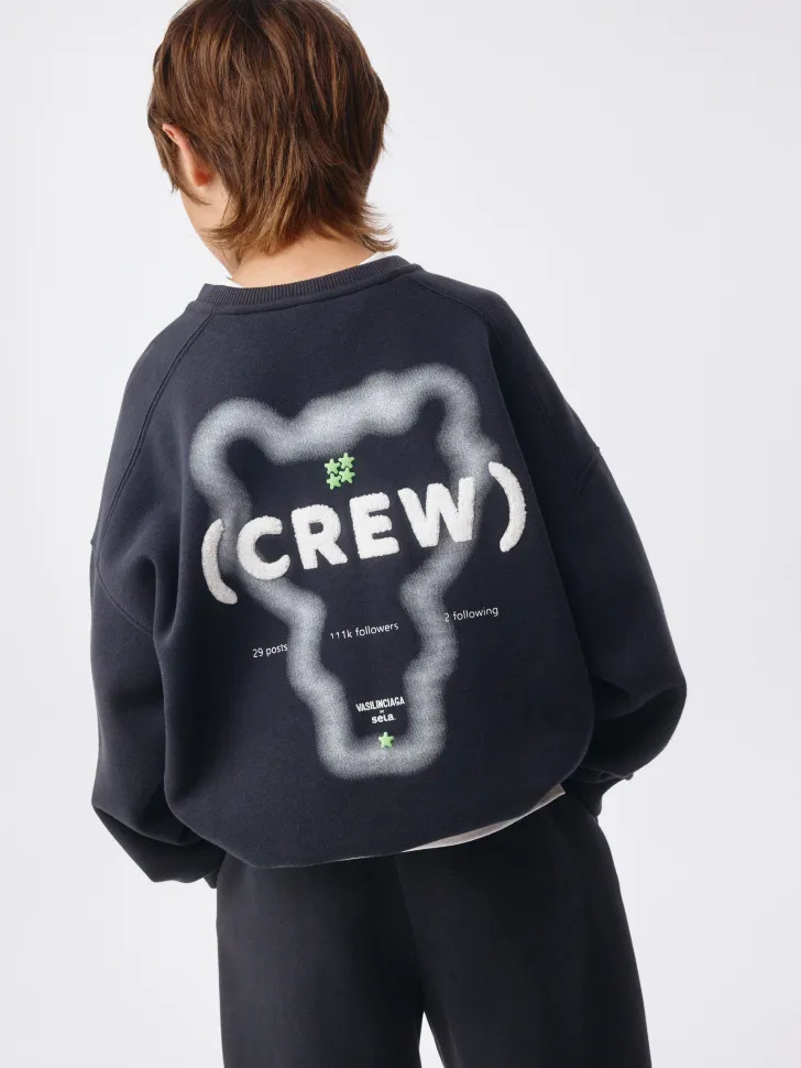 Свитшот для мальчиков SELA x VASILINCIAGA, черный, арт. 1696