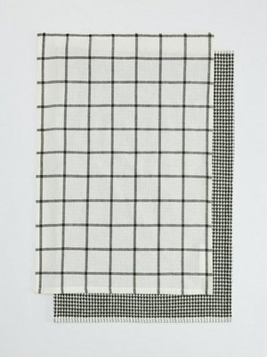 Набор из 2 кухонных полотенец, белый, черный, арт. 45678