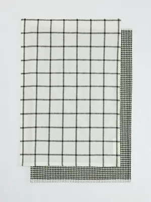 Набор из 2 кухонных полотенец, белый, черный, арт. 45678