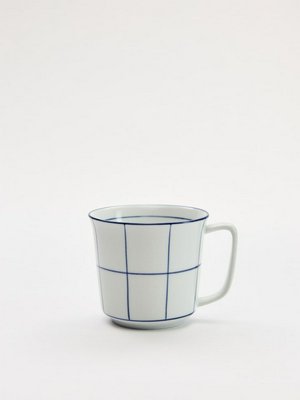 Фарфоровая кружка с рисунком, белый, синий, арт. mug001