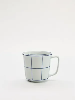 Фарфоровая кружка с рисунком, белый, синий, арт. mug001