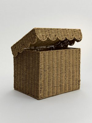 Плетеная корзина с крышкой, коричневый, арт. 001