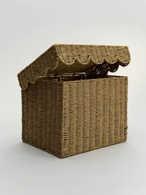 Плетеная корзина с крышкой, коричневый, арт. 001