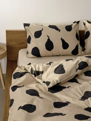 Комплект постельного белья 2-спальный без простыни 200х220, бежевый, черный, арт. psb2s-001