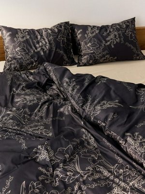 Комплект постельного белья без простыни 2-спальный 200х220 см, темно-серый, белый, арт. pb001