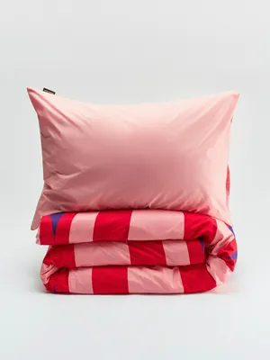 Комплект постельного белья без простыни 1,5 спальный 140х200 см, красный, розовый, арт. 0000
