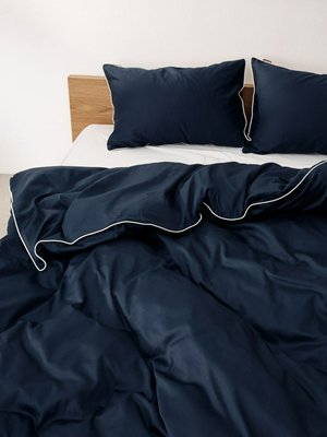 Комплект постельного белья без простыни, темно-синий, белый, арт. 001кбп