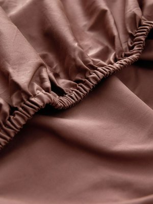 Простыня на резинке из сатина 90х200 см, коричнево-розовый, арт. satin90200