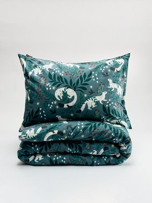 Комплект постельного белья без простыни 1,5 спальный, темно-бирюзовый, арт. 17018