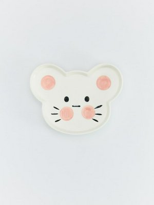 Детская десертная тарелка из фарфора, белый, розовый, арт. art001