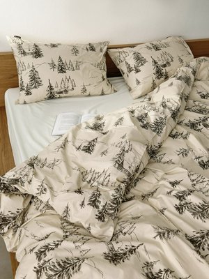 Комплект постельного белья без простыни 2-х спальный, бежевый, черный, арт. n/a