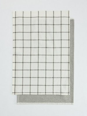 Набор из 2 кухонных полотенец, белый, серый, арт. 17040