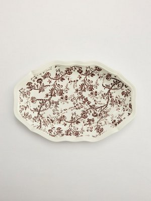 Блюдо сервировочное из фарфора с цветочным узором, бежевый, коричневый, арт. n/a