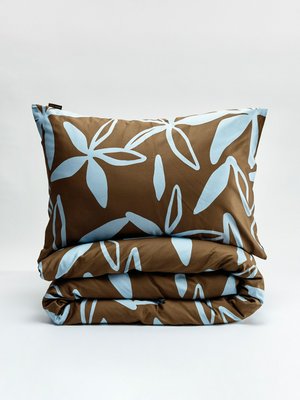 Комплект постельного белья без простыни 1,5 спальный, коричневый, голубой, арт. 17056