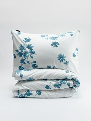 Комплект постельного белья без простыни 1,5 спальный, белый, синий, арт. 17057