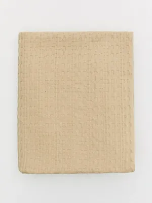 Вафельное покрывало из хлопка, бежевый, арт. 17059