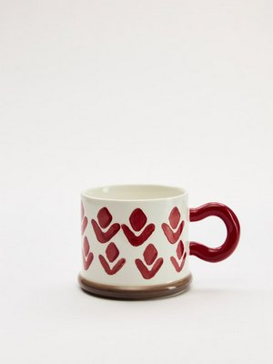 Кружка из фарфора с рисунком, белый, красный, арт. 17063