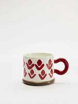 Кружка из фарфора с рисунком, белый, красный, арт. 17063