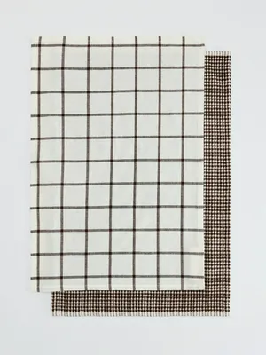 Набор из 2 кухонных полотенец, белый, коричневый, арт. n/a