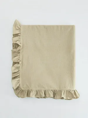 Скатерть из хлопка и льна с оборками, бежевый, арт. n/a