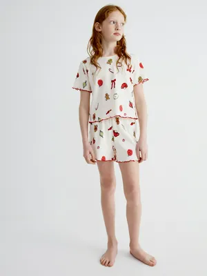 Новогодняя пижама с принтом, белый, арт. 17135