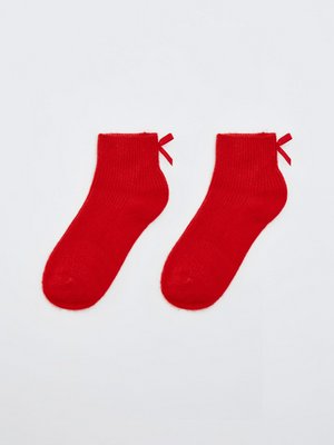 Пушистые носки с бантиком, красный, арт. 001