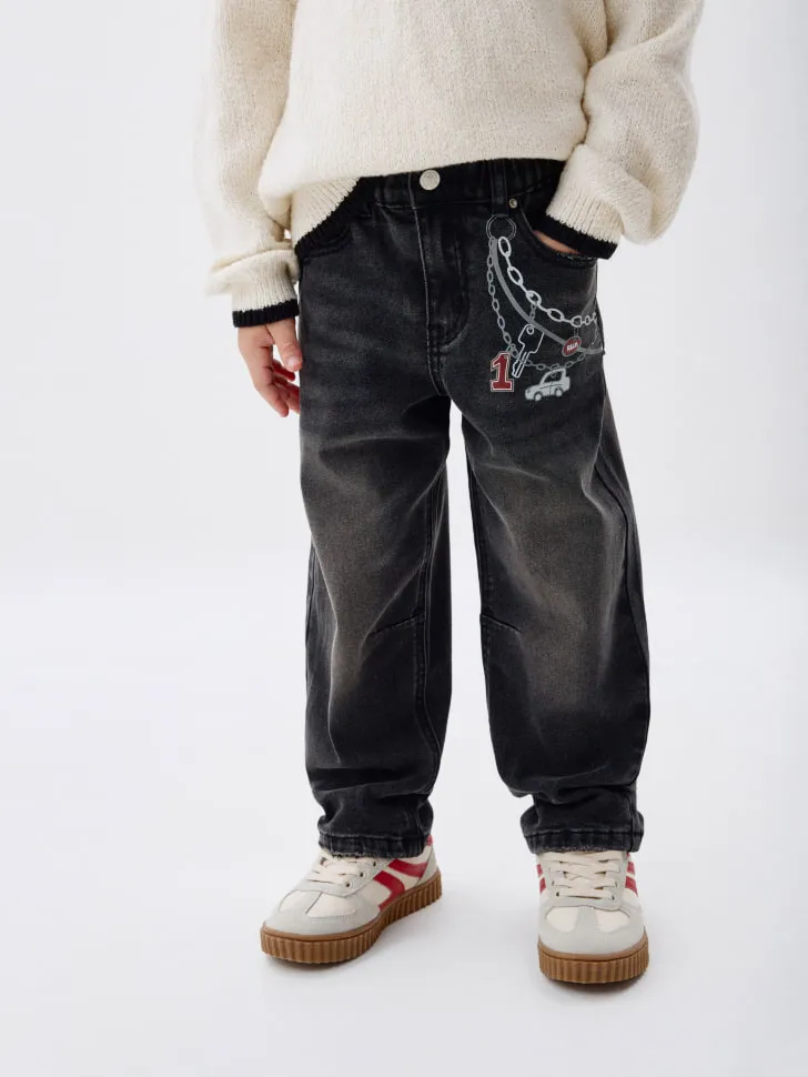 Утепленные джинсы для мальчиков, серый, арт. 1721