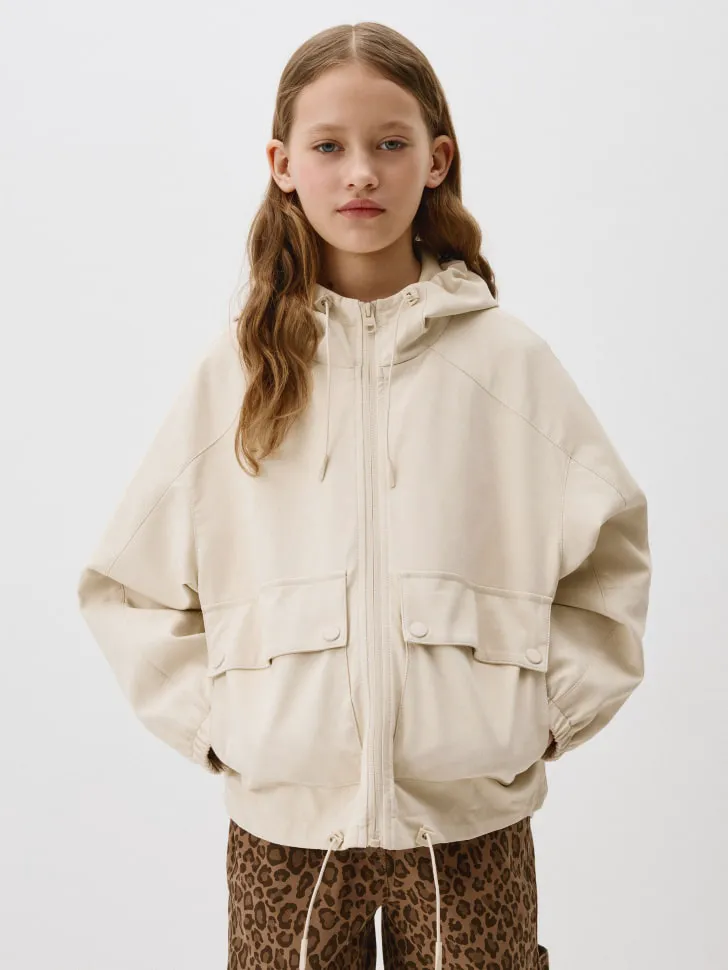 Куртка с замшевым эффектом для девочек, бежевый, арт. 1732