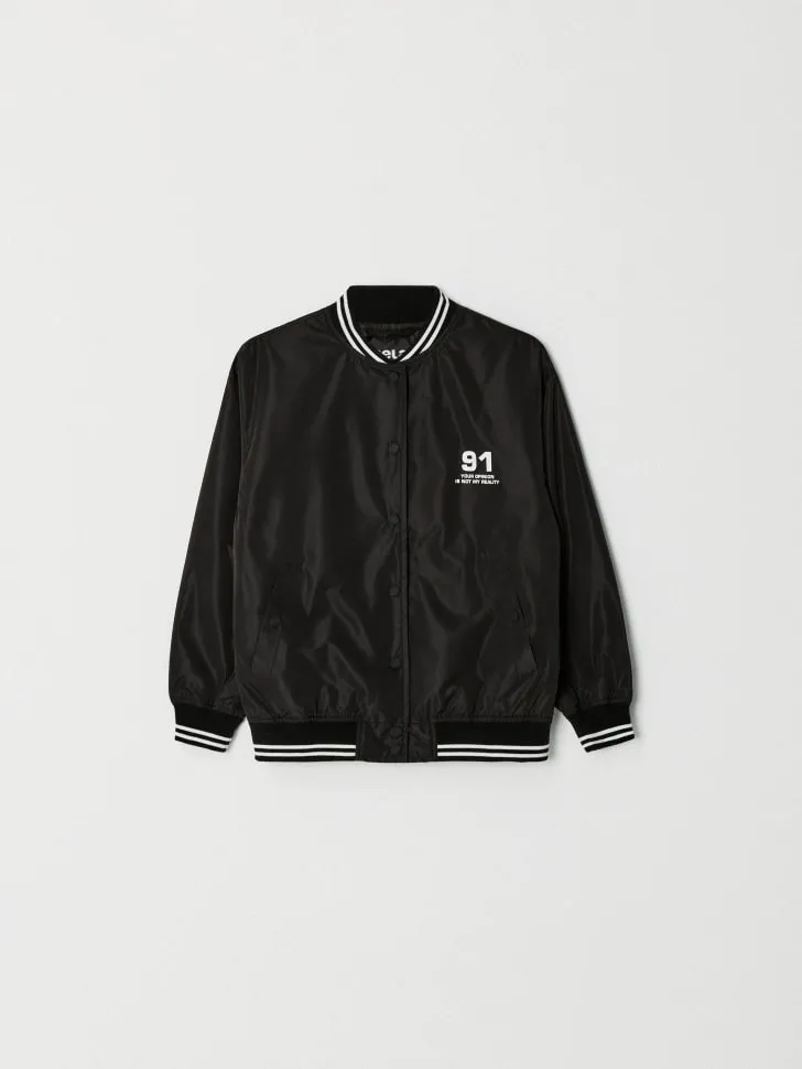 Базовый бомбер в стиле преппи для девочек, черный, арт. 1733