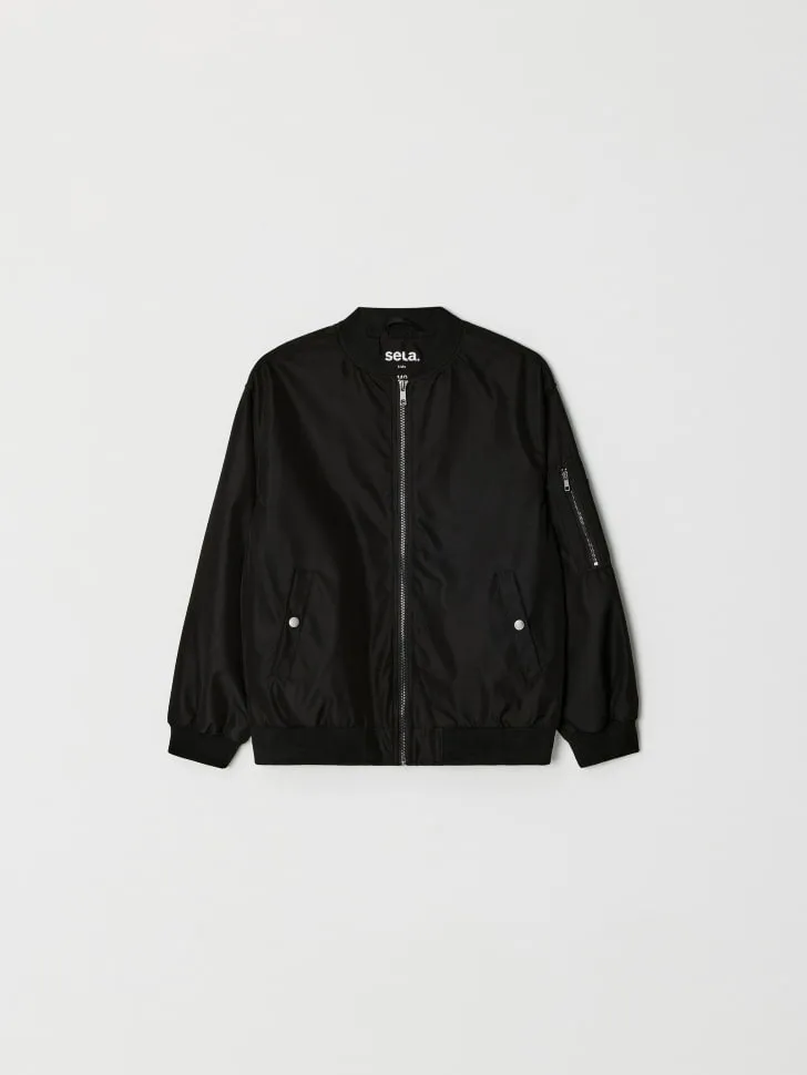 Бомбер оверсайз для мальчиков, черный, арт. 1735