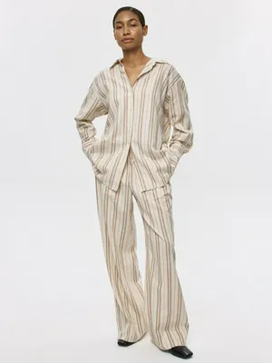 Широкие брюки из смесового льна, арт. 1743