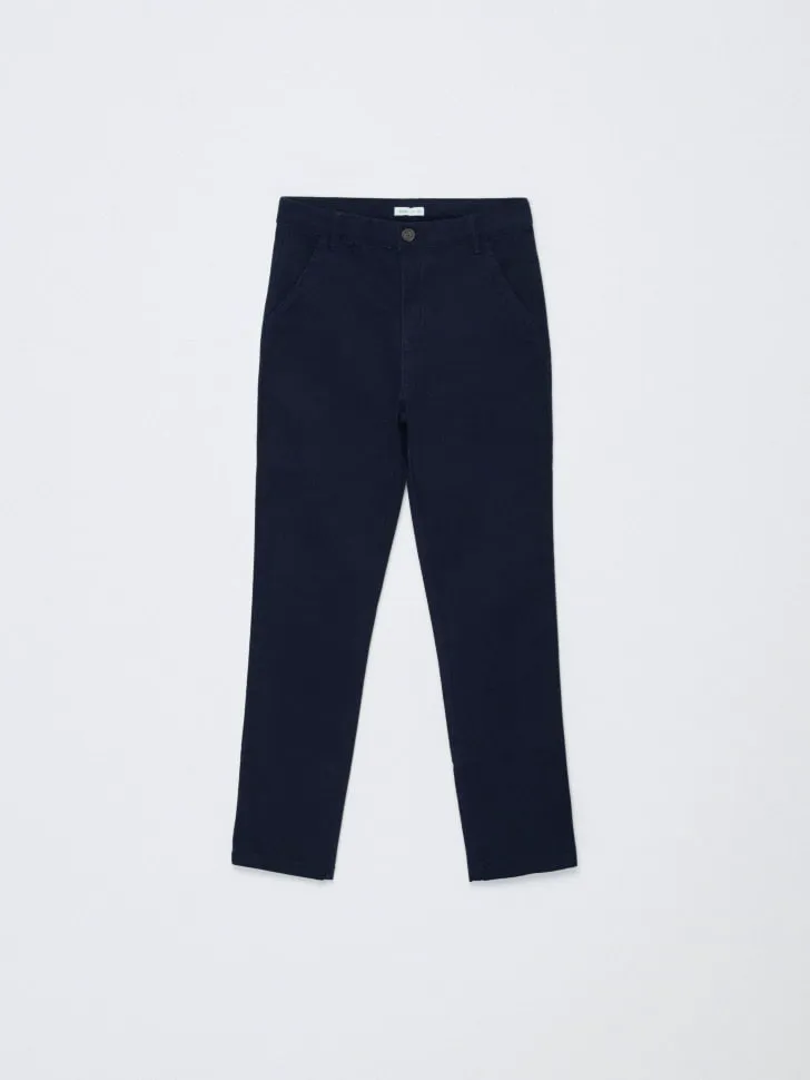 Прямые брюки из смесового хлопка для мальчиков, синий, арт. 1756