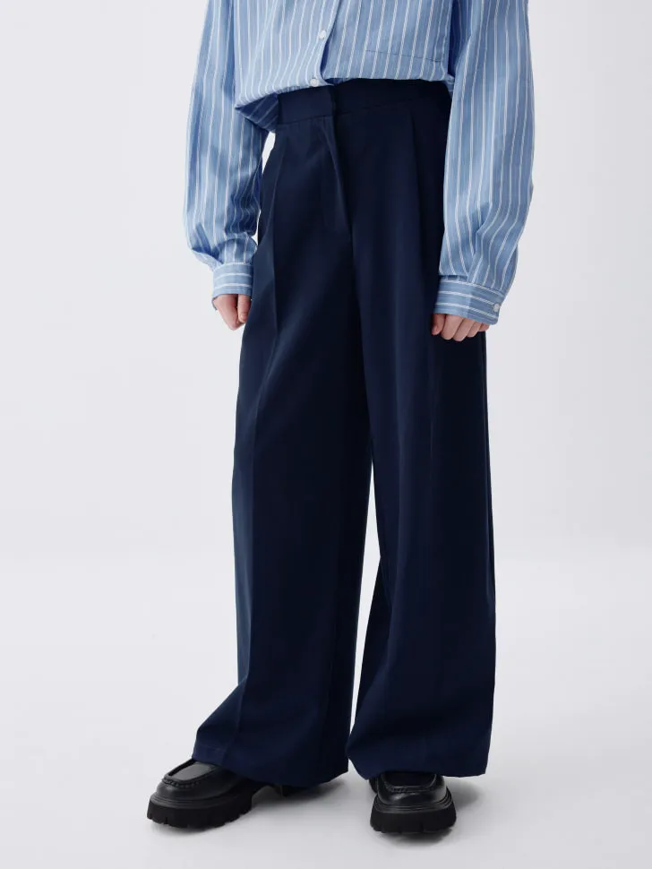 Широкие костюмные брюки для девочек, синий, арт. 1758